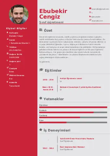 Sınıf Öğretmeni Cv Örnekleri cv indir